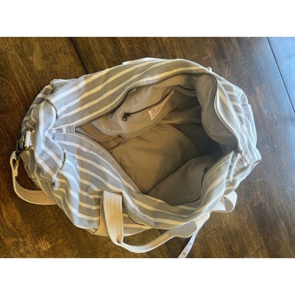 Know Supply Blue Striped Cotton Canvas Weekender Duffle Bag - Picture 6 of 10